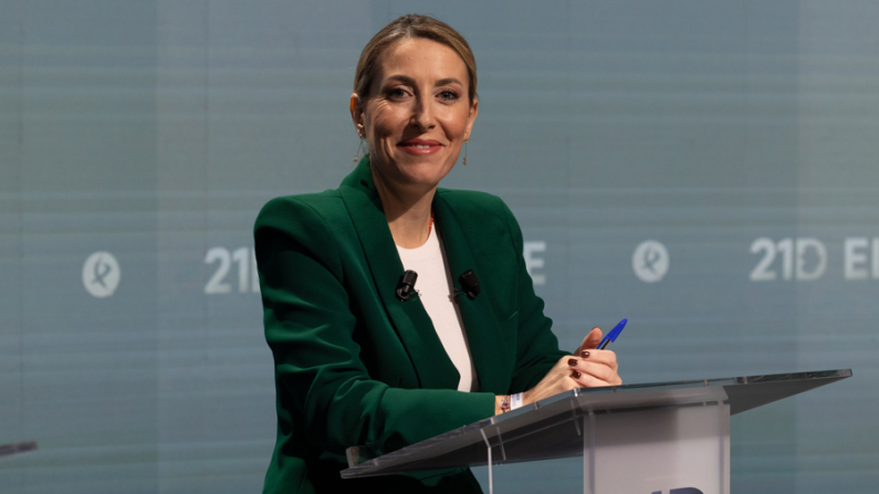 La candidata del PP a las elecciones extremeñas, María Guardiola, en un debate el pasado día 11. EFE/ Jero Morales
